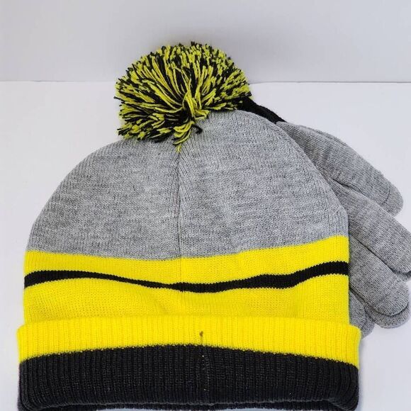 BATMAN DC COMICS SUPERHERO Cable Knit Winter Hat Pom Beanie & Gloves Set - Picture 3 of 4